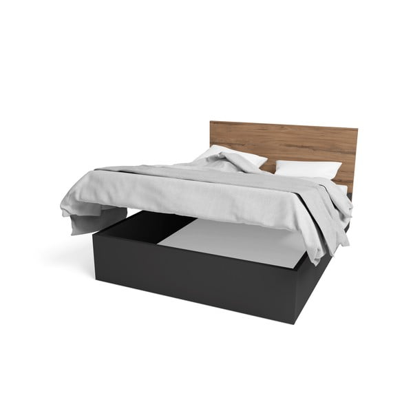 Čierna dvojlôžková posteľ s úložným priestorom a roštom 160x200 cm Malta - Marckeric-image-2