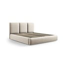 Krémová zamatová čalúnená dvojlôžková posteľ s úložným priestorom s roštom 160x200 cm Brody – Mazzini Beds