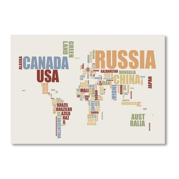 Plagát s pestrofarebnou mapou sveta Americanflat Old Times, 60  ×   42 cm