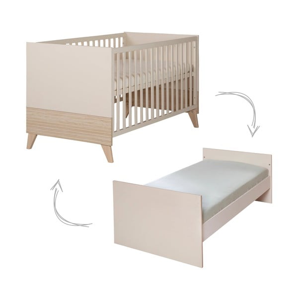 Béžová postieľka s nastaviteľnou výškou 70x140 cm Sidney – Roba-image-2