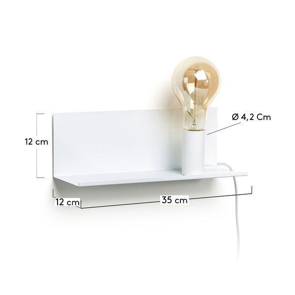 Biele nástenné svietidlo s poličkou Hannah - Kave Home-image-3
