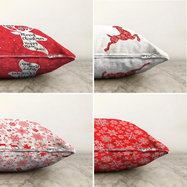 Súprava 4 vianočných žinylkových obliečok na vankúš Minimalist Cushion Covers Christmas Reindeer, 55 x 55 cm-image-1