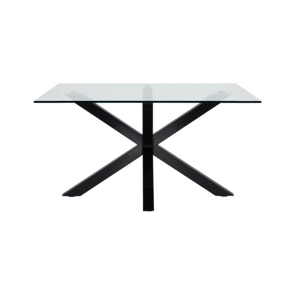 Čierny konferenčný stolík so sklenenou doskou 70x130 cm Argo – Kave Home