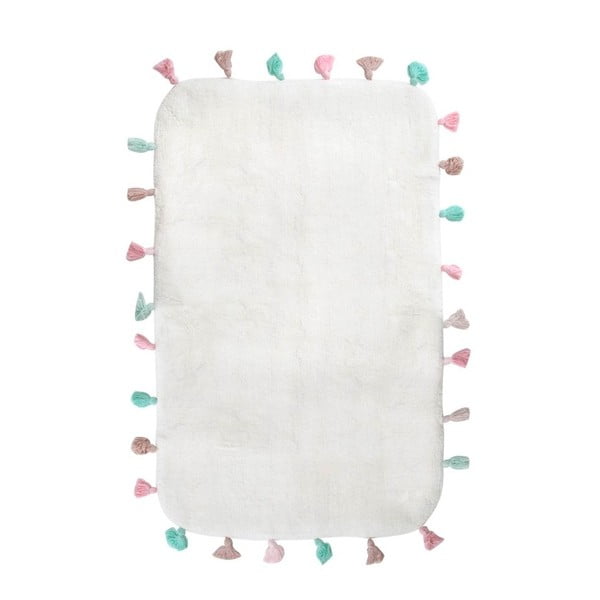 Krémovobiela bavlnená kúpeľňová predložka Mia, 60 × 90 cm
