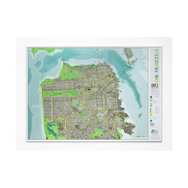 Mapa San Francisca v priehľadnom puzdre The Future Mapping Company San Francisco, 100 x 70 cm