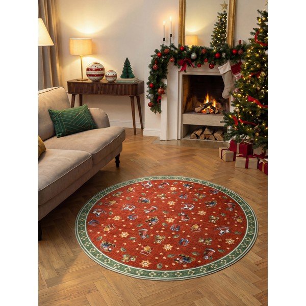 Červený/zelený okrúhly koberec s vianočným motívom ø 200 cm Toy's Delight Nostalgic Noel Red Green – Villeroy&Boch-image-1