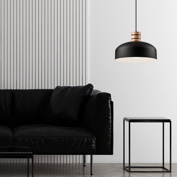 Čierne závesné svietidlo s kovovým tienidlom ø 30 cm Cosmo – LAMKUR-image-1