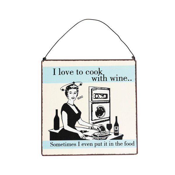 Kovová ceduľka Rex London Cook With Wine-image-1