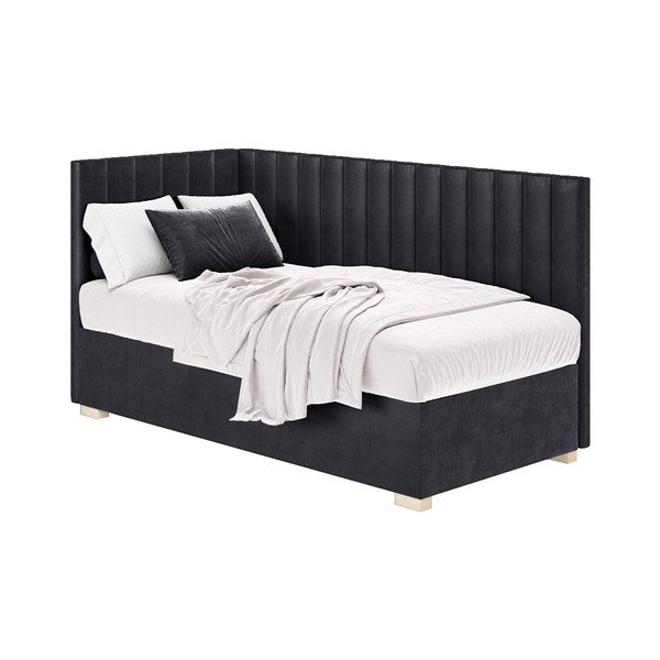 Tmavomodrá rohová detská posteľ s úložným priestorom s matracom 90x200 cm Snugi – Ghado-image-3