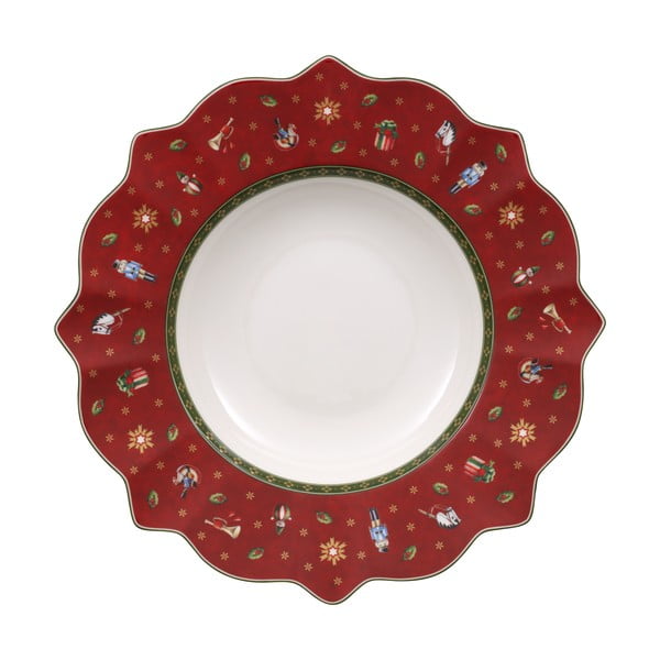 Červený hlboký porcelánový tanier s vianočným motívom Villeroy & Boch, ø 26 cm