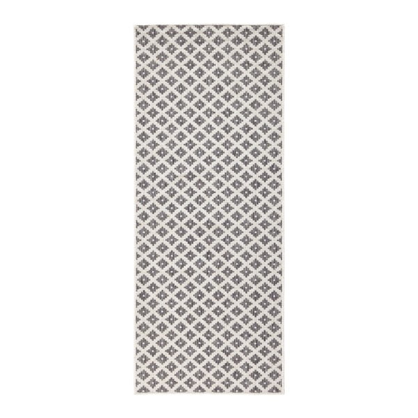 Sivo-krémový obojstranný behúň vhodný aj do exteriéru Bougari Nizza, 80 × 250 cm
