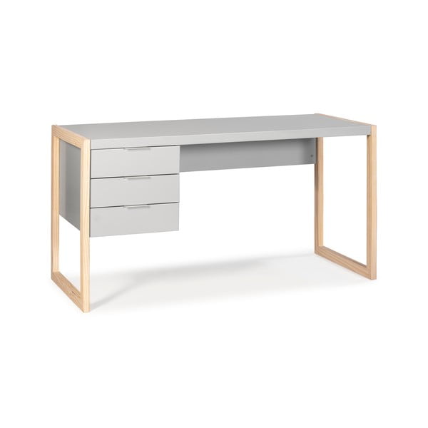 Sivý písací stôl s nohami z borovicového dreva Marckeric Frank-image-2