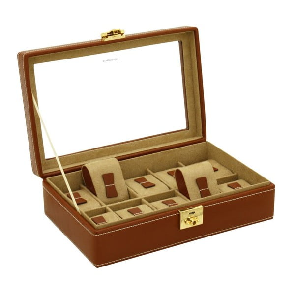 Hnedý kožený box na 10 hodiniek Friedrich Lederwaren Cordoba