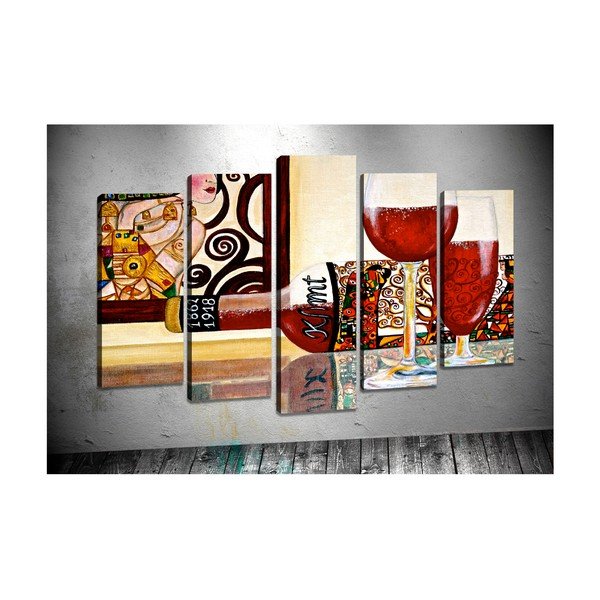 Sada 5 obrazov Tablo Center Red Wine