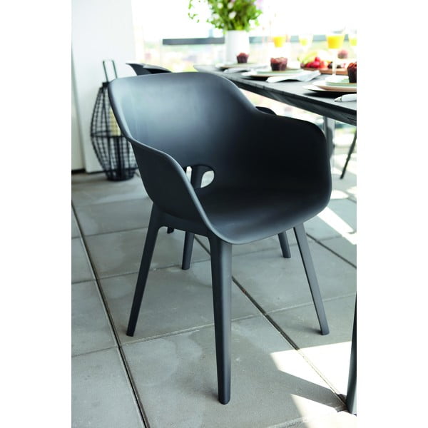 Tmavosivé plastové záhradné stoličky v súprave 2 ks Akola – Keter-image-1