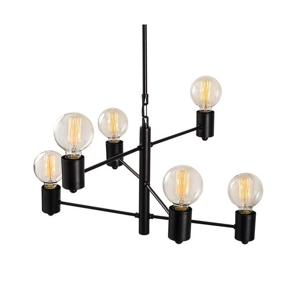 Čierne závesné svietidlo pre 6 žiaroviek Opviq lights Hexa Long-image-3