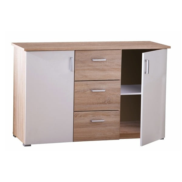 Dvojdverová komoda s 3 zásuvkami v dekore dreva 13Casa Function-image-1