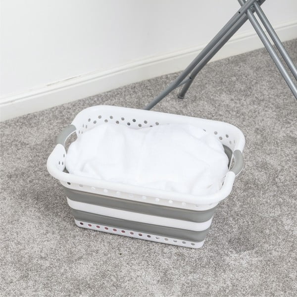 Bielo-sivý plastový kôš na bielizeň 40 l - Addis-image-1