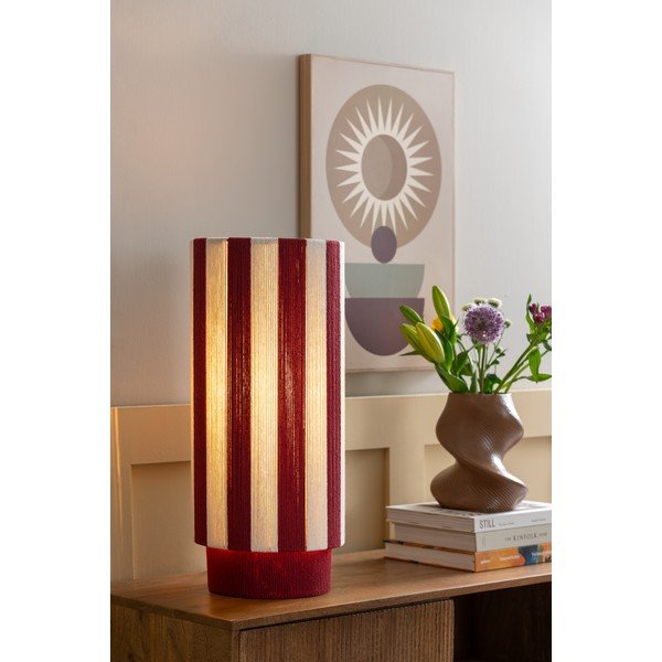 Červená/biela povrazová stolová lampa (výška  58 cm) Vienna Stripes – Leitmotiv-image-1