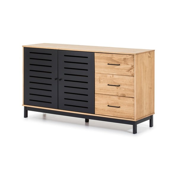 Komoda s drevenou konštrukciou a čiernymi detailmi Marckeric Alessia, šírka 141 cm-image-3