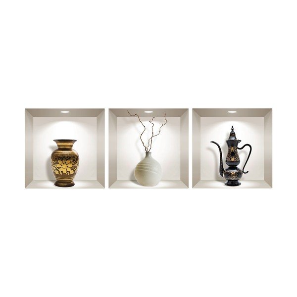 Sada 3 3D samolepiek na stenu Ambiance Decorativ Objects-image-2