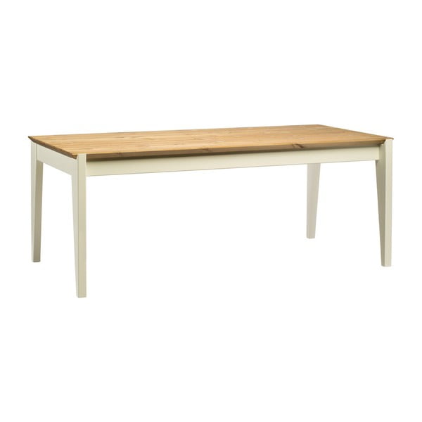 Stôl z borovicového dreva s bielymi nohami Askala Hook, dĺžka 190 cm