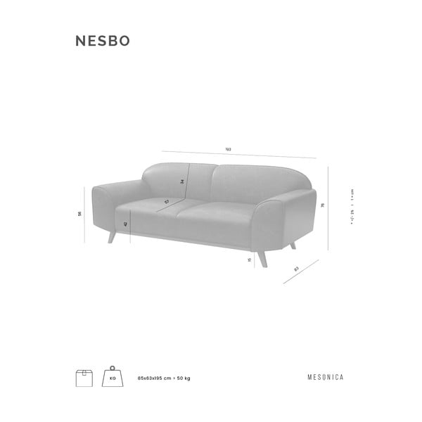 Tmavosivá kožená pohovka 193 cm Nesbo – MESONICA-image-3