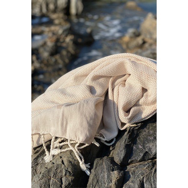 Béžová bavlnená plážová deka 90x175 cm Retro – Foutastic-image-1