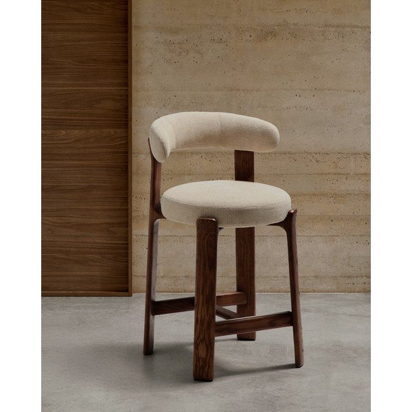 Béžová/v tmavo prírodnej farbe barová stolička z jaseňového dreva (výška sedadla 65 cm) Granite – Kave Home-image-1