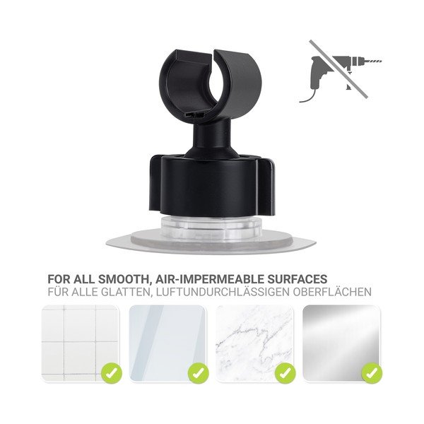 Čierny plastový držiak na sprchu bez vŕtania Libertà – Wenko-image-3