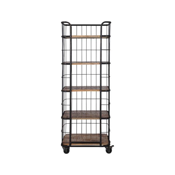 Čierny policový díl s policemi z mangového dreva Canett Cabinet, šířka 60 cm