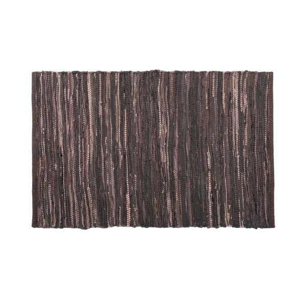 Tmavohnedý kožený koberec Tiseco Home Studio Nayya, 60 x 90 cm