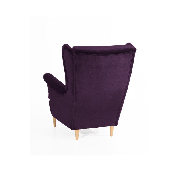 Fialové kreslo so svetlohnedými nohami Max Winzer Clint Suede-image-1