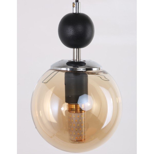 Okrovožlto-čierne závesné svietidlo so skleneným tienidlom ø 15 cm Marble – Squid Lighting-image-1