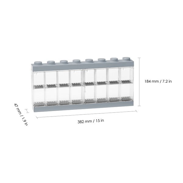 Sivá zberateľská skrinka na 16 minifigúrok - LEGO®-image-1