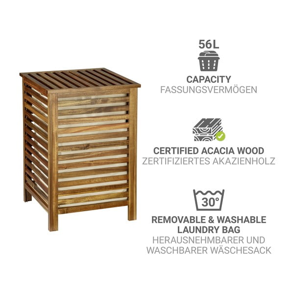 Tmavo prírodný drevený kôš na bielizeň 56 l Fondi – Wenko-image-3