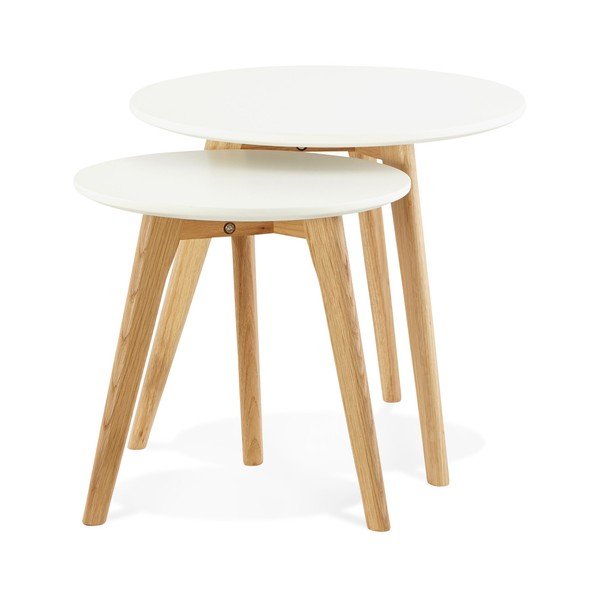 Súprava 2 odkladacích stolíkov s bielou doskou Kokoon Espino-image-1