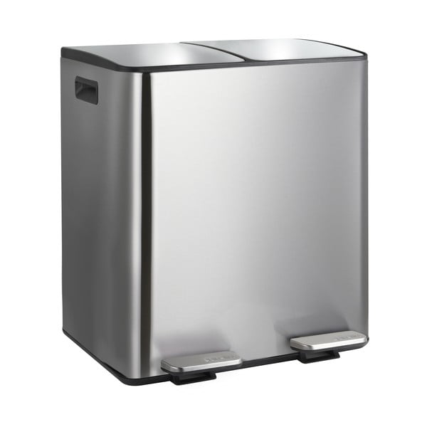 Oceľový odpadkový kôš 2x20 l na triedený odpad/nášľapný v matne striebornej farbe Aliya – Spirella