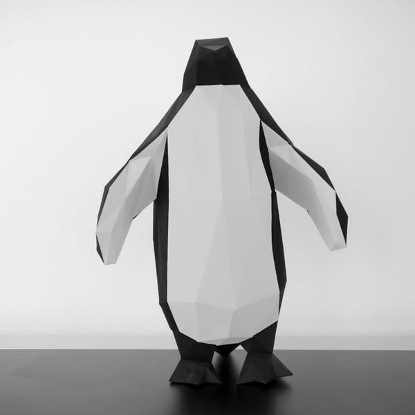 Papierová socha Tučniak, čierno-biely
