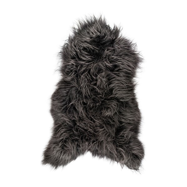 Čierna ovčia kožušina s dlhým vlasom Arctic Fur Ptelja, 90 × 55 cm