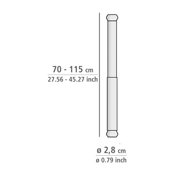 Teleskopická tyč do kúpeľne v striebornej farbe Wenko Luz, dĺžka 70-115 cm-image-3