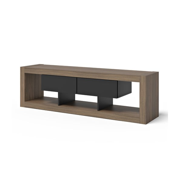 Hnedo-čierny TV stolík v dekore orecha 175x52 cm Nara – TemaHome-image-2