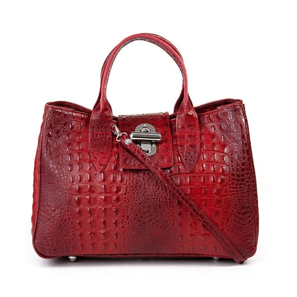 Červená kožená kabelka Pitti Bags Bergamo