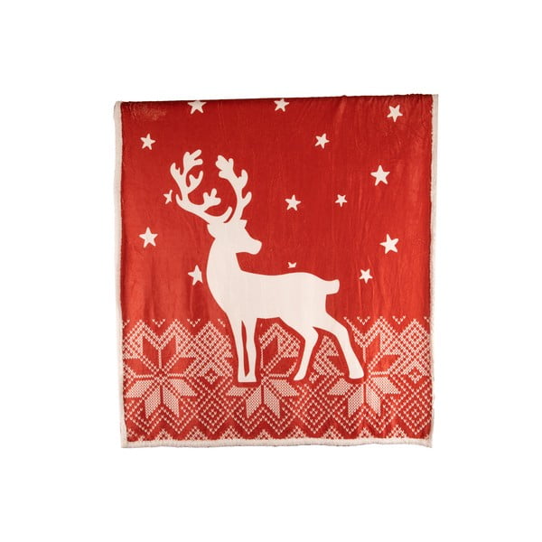 Červená deka s vianočným motívom s baránkom 130x150 cm – Tiseco Home Studio