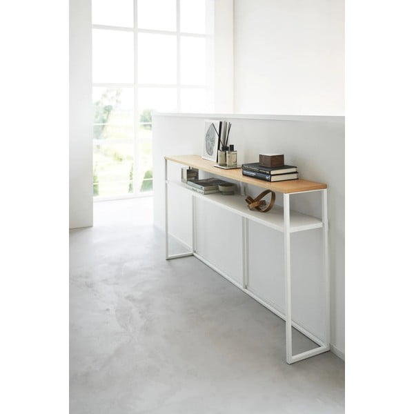 Konzolový stolík v bielej a svetlo hnedej farbe v dekore jaseňa 20,5x126 cm Tower – YAMAZAKI-image-3