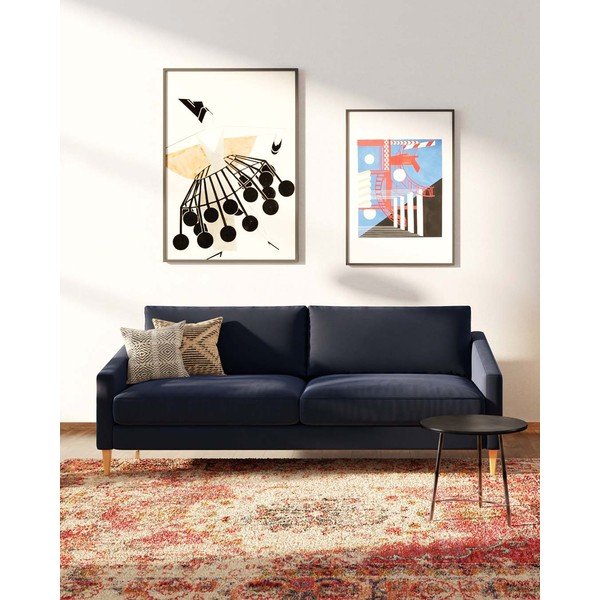 Tmavomodrá zamatová pohovka 200 cm Karoto – Ame Yens-image-1