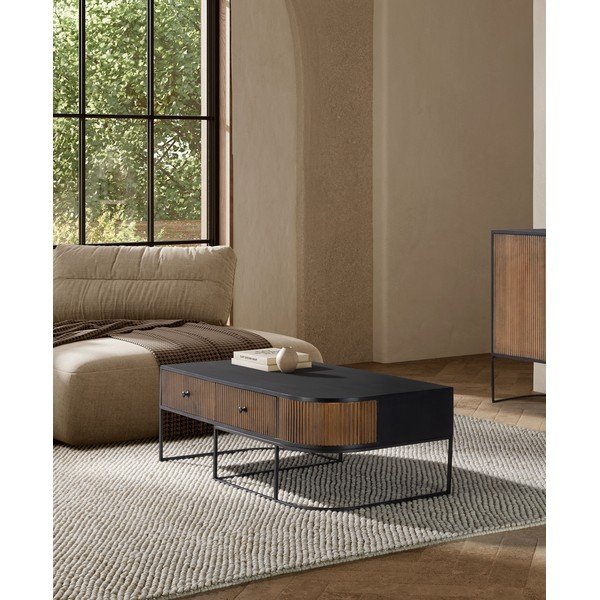 Konferenčný stolík z mangového dreva v prírodnej farbe 60x120 cm Curve – MOME-image-1