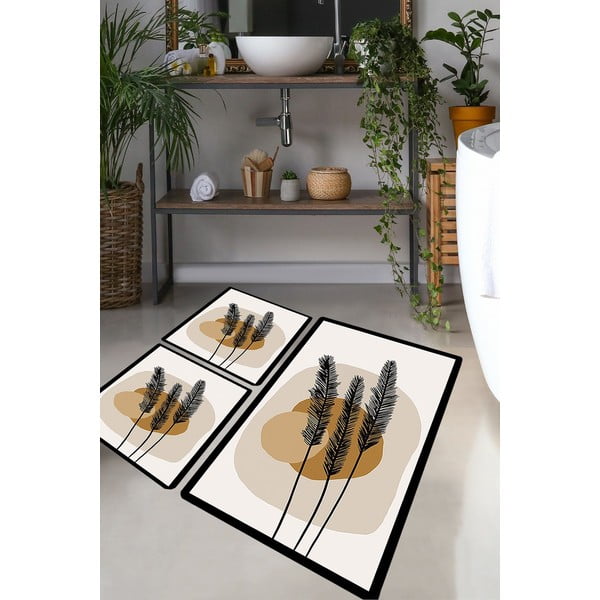 Hnedé kúpeľňové predložky v súprave 3 ks 60x100 cm Day Sunrise – Foutastic-image-1