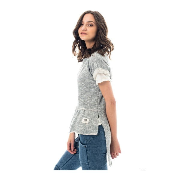Sivé bavlnené tričko s krémovým melírom Lull Loungewear Grayton, veľ. S