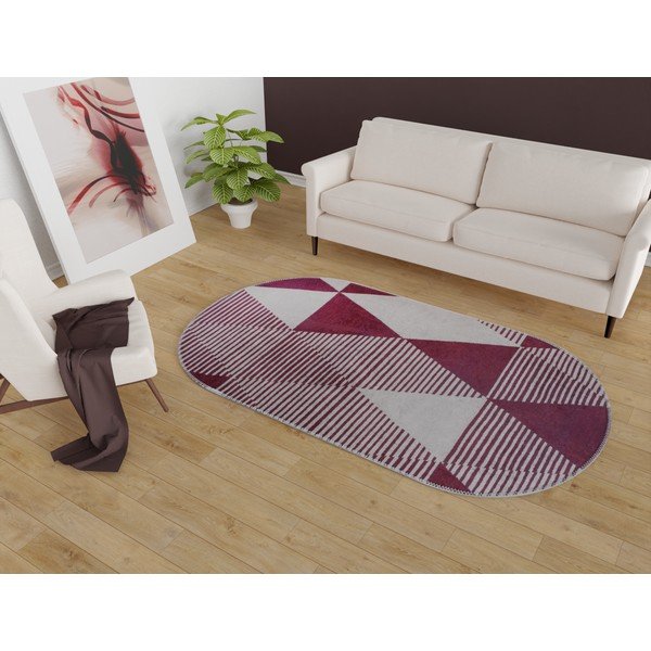 Vínovočervený umývateľný koberec 80x120 cm Oval – Vitaus-image-1